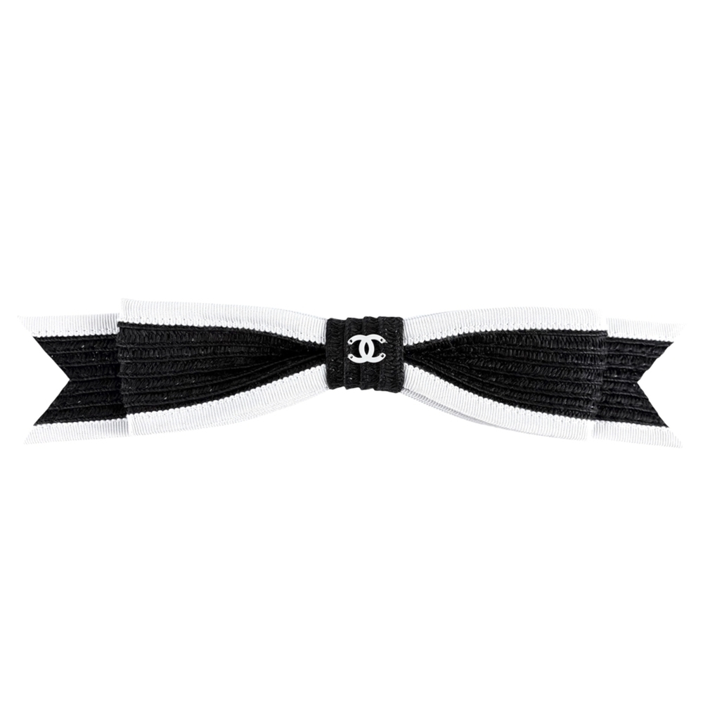 Chanel Hair Accessory for Women, Ribbon Barrette, Ornament, Coco Mark, Fashio...